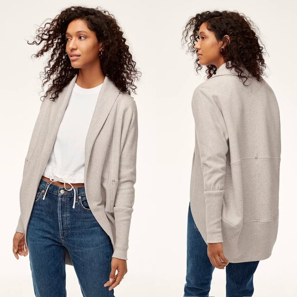 Wilfred Aritzia Diderot Cocoon Shawl Cardigan Sweater XXS XS Grey Silver Studs - Picture 9 of 10